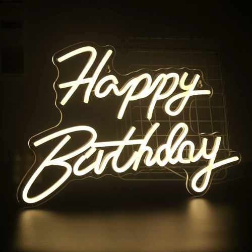 Markasız Ucuz 44.4 x 34 Cm HAPPY BIRTHDAY Yazılı Neon Led