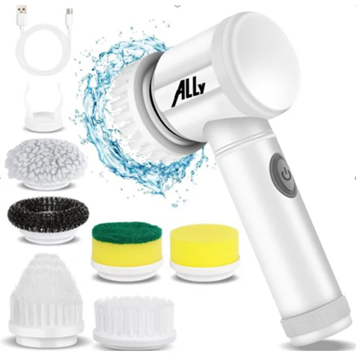 Markasız Ucuz ALLY Magic Brush 5in1 Fırça Başlıklı Şarjlı Temizleme Fırçası Banyo/Fayans/Zemin Temizleyici-(5775)