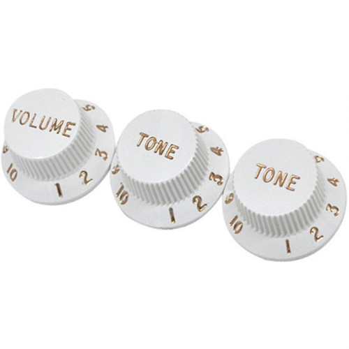 Stratocaster (Volume -Tone - Tone) 3'lü Set Kontrol Düğmesi BEYAZ