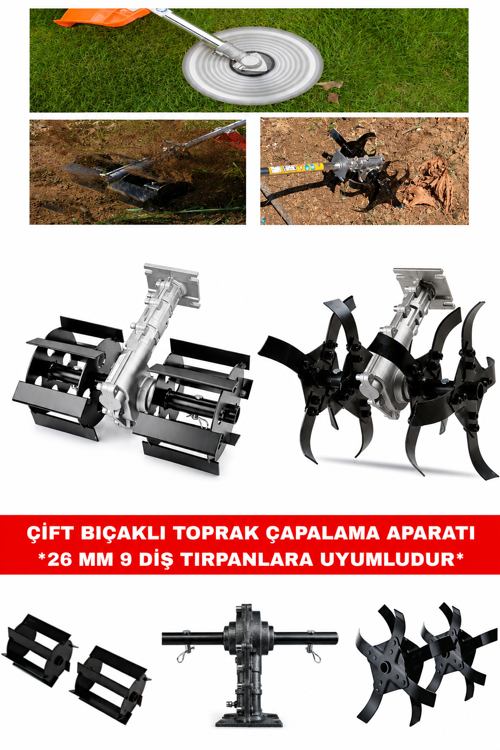 Benzinli Tırpan 2 ADET TOPRAK ÇAPALAMA APARATI 26X9
