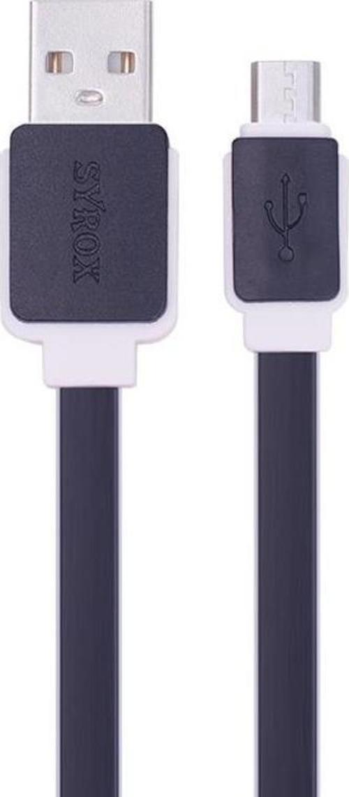 C63 Micro USB Şarj ve USB Data Kablosu Yassı 2.0A 1.2mt Siyah