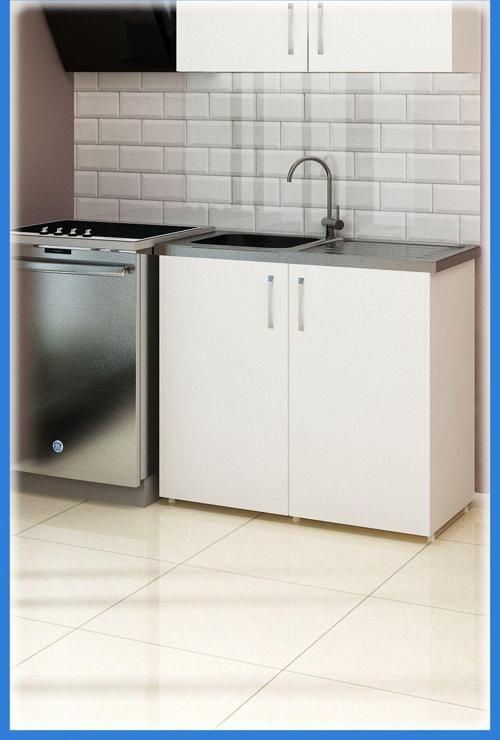 100 cm Mini Evyeli Beyaz Mutfak Alt Modül Dolabı Erzak Dolabı