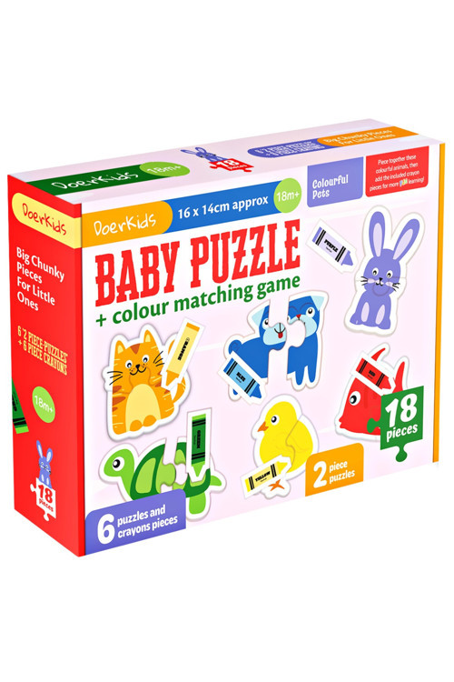 Renkli Hayvanlar Baby Puzzle | 18 Parça | Crayon Eşleştirme