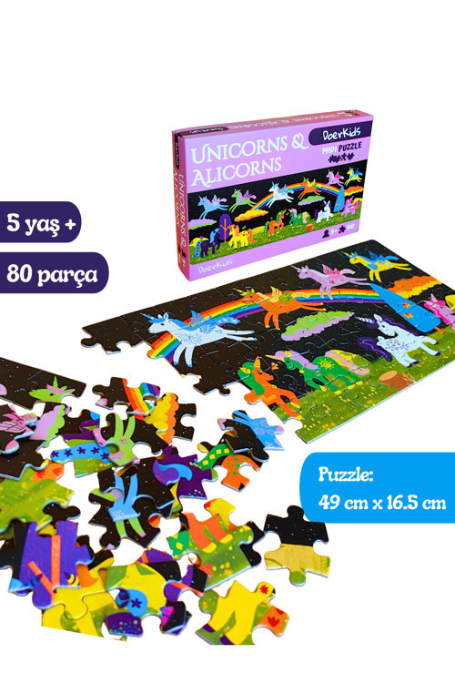Unicorns & Alicorns (Unicornlar ve Alikornlar) Midi Puzzle | 4-9 Yaş 80 Parça