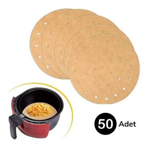 50 Adet Air Fryer Pişirme Kağıdı Delikli Yuvarlak Model