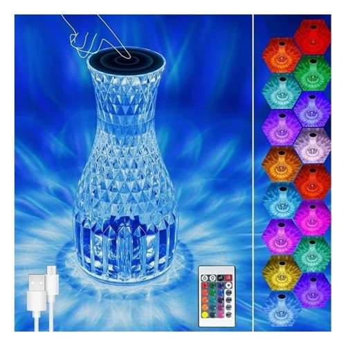 Sürahi Model Usb Şarjlı Kumandalı 16 Farklı Işık Modlu Masa Üstü Kristal Akrilik Lamba Led