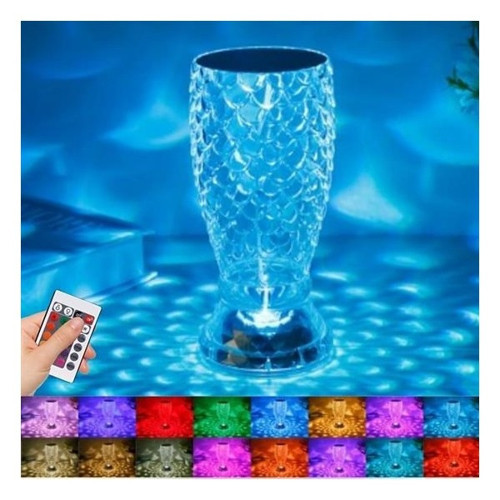 ® Balık Süzgeç Model Usb Şarjlı Kumandalı 16Farklı Işık Modlu Masa Üstü Kristal Akrilik Led