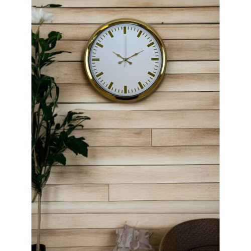 Zentime Gold & White Lüks Tasarım 40 Cm Gold Metal Duvar Saati