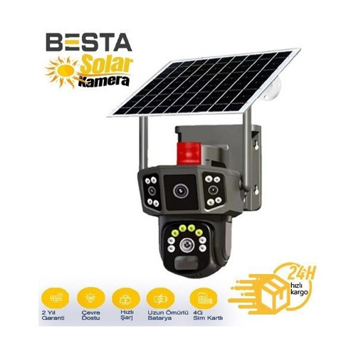 3+3+3 Mp Sim Kartlı Solar Kablosuz Güvenlik Kamerası Bs-2088