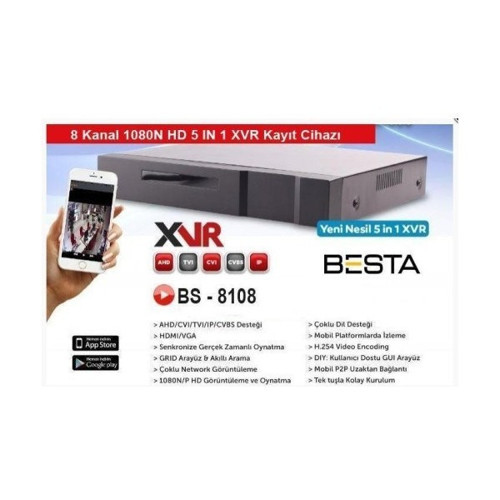 Xvr 8 Kanal Kamera Kayıt Cihazı Kd-8108S