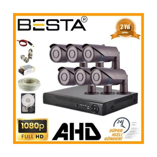 2 Mp 1080P 6 Kameralı Harddisk Dahil Ahd Güvenlik Seti