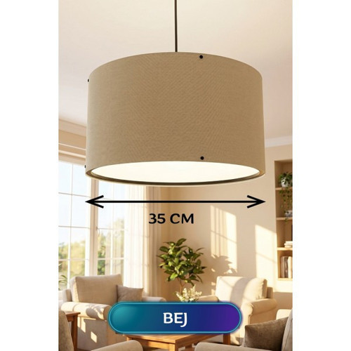 Bej Kumaş Başlıklı Sarkıt Avize 35 Cm