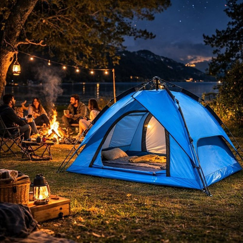 4 Kişilik Otomatik Kamp Çadırı – Çift Katmanlı, Suya Dayanıklı, Hızlı Kurulum Outdoor Aile Ve Doğa Çadırı 200X200X140 Cm