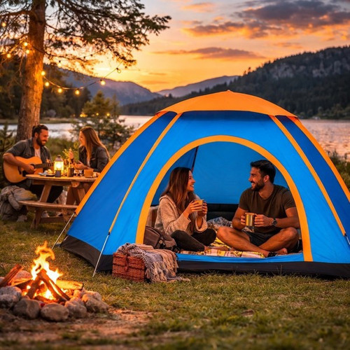 3 Kişilik Yarı Otomatik Kurulum Kamp Çadırı – Suya Dayanıklı, Taşıma Çantalı Outdoor Aile Çadırı, Piknik, Plaj Ve Doğa 200X150X110 Cm