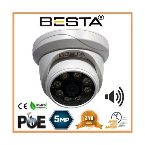 5 Mp Ip Poe Dahili Mikrofonlu Dome Güvenlik Kamerası Kd-5250