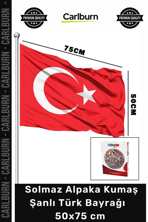 #ŞanlıBayrak Kaliteli Dış Mekan Solmaz 50x75 cm Alpaka Kumaş Ay Yıldızlı Şanlı Türk Bayrağı