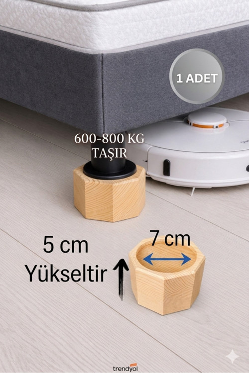 Robot Süpürge İçin Ahşap Baza Yükseltici (5 cm Yükseltir, Çap.7) | Oyuklu Takoz (1 Adet)