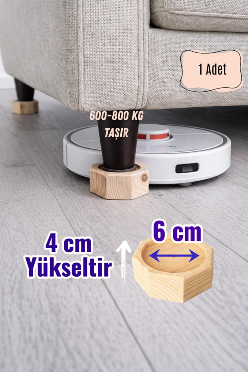 Robot Süpürge İçin Ahşap Koltuk Baza Yükseltici (4cm Yükseltir, Çap.6) | Oyuklu Takoz (1 Adet