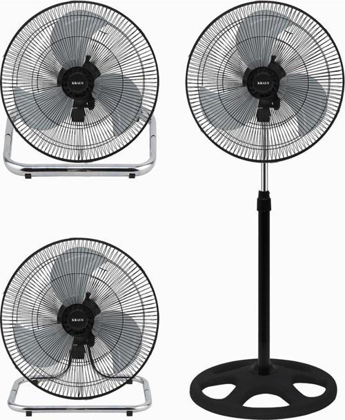Kraus 3in1 18'' Metal Pervaneli Sanayi Tipi Ayaklı Vantilatör 80W 