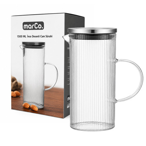 İnce Desenli Cam Sürahi 1500 ml
