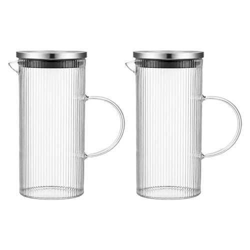 İnce Desenli Cam Sürahi 1500 ml 2 li
