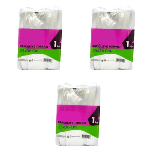 Şeffaf Naylon Bakkaliye Poşeti Torbası - 2 lik 23x36 Cm. - 3 Kg. - Ort. 570 Adet - 3 Paket