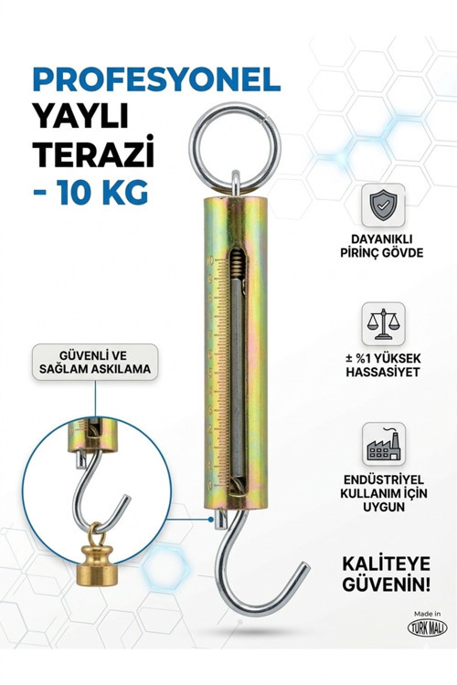 Pratik Yaylı El Kantarı - 60 KG Kapasiteli Hassas Taşınabilir Terazi - Balıkçı ve Mutfak Kantarı