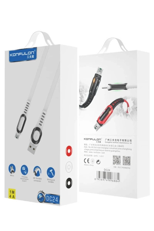 DC24 Micro USB Kablo 1.2M 4A - Beyaz