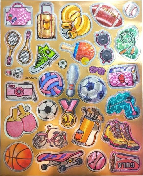 Metalik Sticker Stiker Defter Planlayıcı Etiket (QS009)-25x20 cm- Spor Top Raket