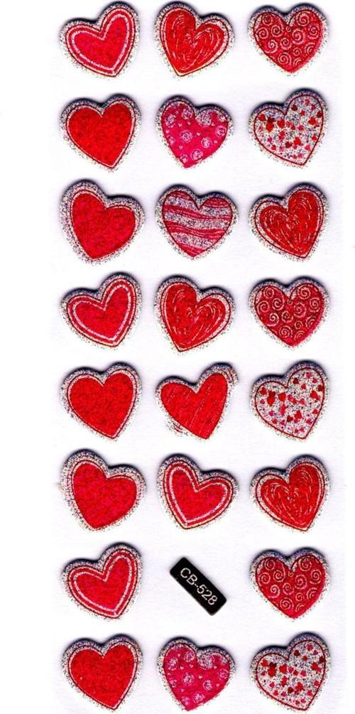 Sticker Kabartmalı Sticker Defter, Planlayıcı Etiket - (cb-528) 16x7 cm-Desenli Kalp