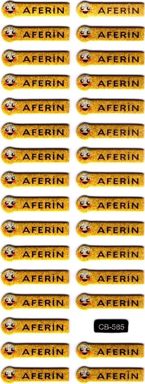 Sticker Kabartmalı Sticker Defter, Planlayıcı Etiket - (cb-585) 16x7 cm- Aferin , Tebrik