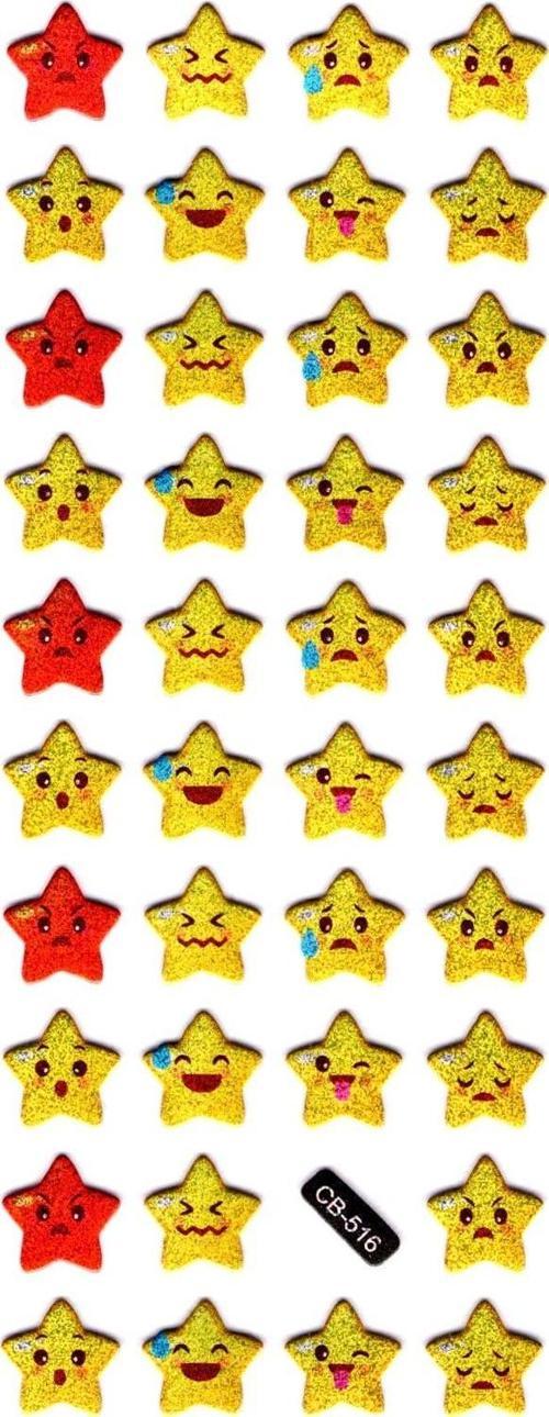 Sticker Kabartmalı Sticker Defter, Planlayıcı Etiket - (cb-516) 16x7 cm- Emoji Yıldız