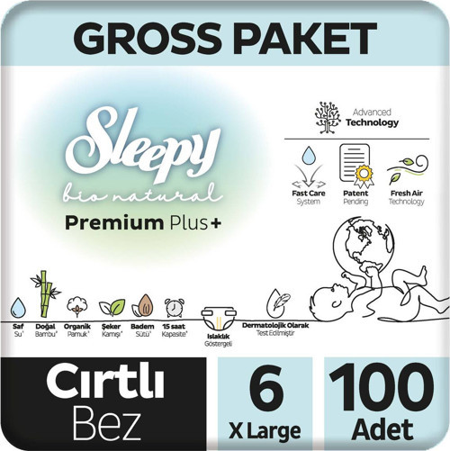 Bio Natural Premium Plus Gross Paket Bebek Bezi 6 Numara Xlarge 100 Adet