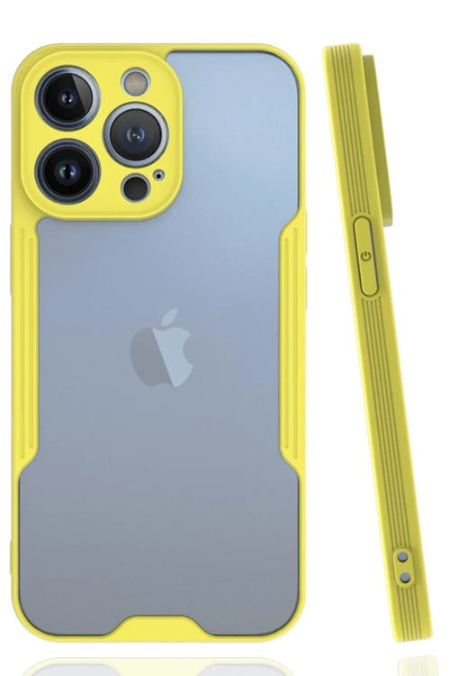Newface İphone 14 Pro Max Kılıf Platin Silikon - Sarı