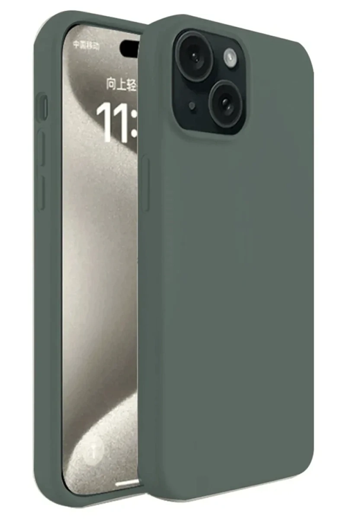 Newface İphone 15 Kılıf First Silikon - Koyu Yeşil