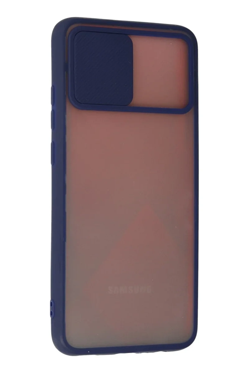 Newface Samsung Galaxy A03s Kılıf Palm Buzlu Kamera Sürgülü Silikon - Lacivert