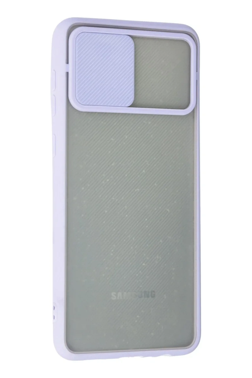 Newface Samsung Galaxy A02 Kılıf Palm Buzlu Kamera Sürgülü Silikon - Lila
