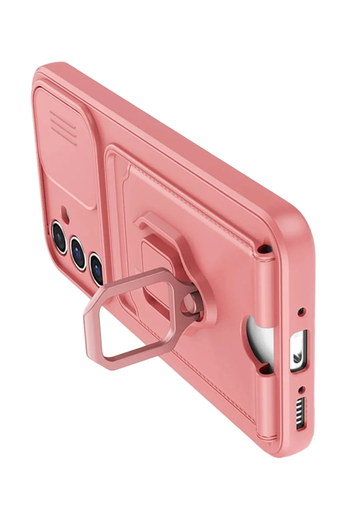 Newface Samsung Galaxy A05s Kılıf Zuma Kartvizitli Yüzüklü Silikon - Pembe