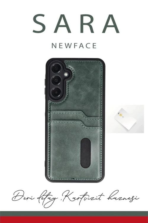 Newface Samsung Galaxy A55 5g Kılıf Sara Kartvizitli Deri Kılıf - Siyah