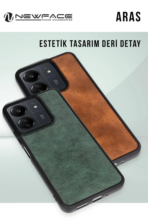 Newface Samsung Galaxy A56 Kılıf Aras Deri Kapak - Koyu Yeşil