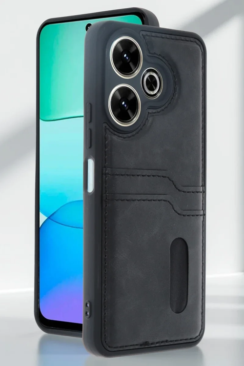 Newface Xiaomi Redmi 13 4g Kılıf Sara Kartvizitli Deri Kılıf - Kırmızı
