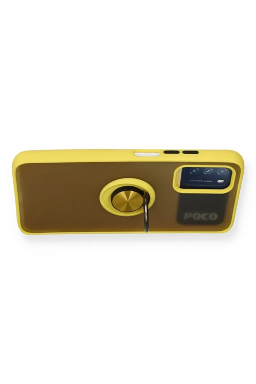 Newface Xiaomi Redmi 9t Kılıf Montreal Yüzüklü Silikon Kapak - Sarı