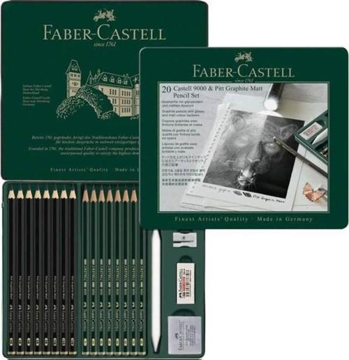 Faber-Castell 9000 & Pitt Graphite Matt Çizim Seti 20 Parça