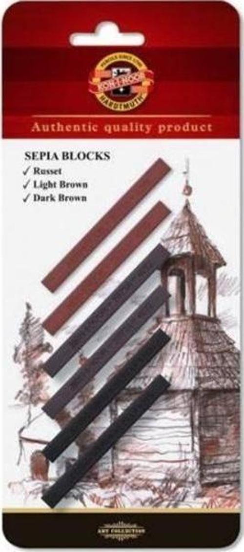 Koh-i Noor Sepia Blocks 6'lı Kahverengi Tonlar Çubuk Seti