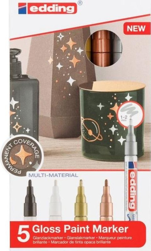 751 Çok Amaçlı Örtücü Boyama Dekorasyon Markörü 1-2 mm 5'li Metalik Renkler