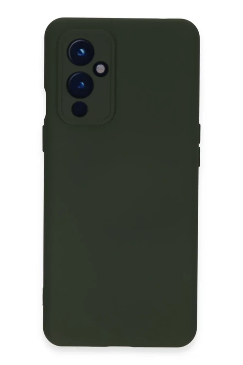 One Plus 9 Kılıf Nano içi Kadife Silikon - Koyu Yeşil