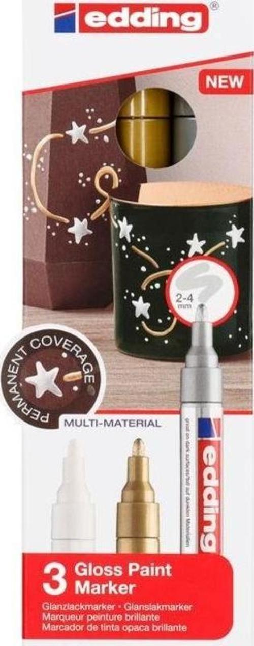 750 Çok Amaçlı Örtücü Boyama Markörü 2-4 mm 3'lü (Altın, Gümüş, Bakır)