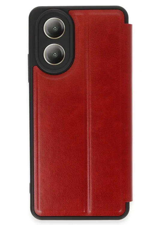Oppo A38 Kılıf Flip Cover - Kırmızı