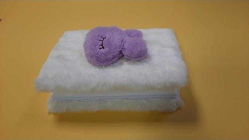 Tavşanlı Tüylü Peluş Defter Pembe-beyaz