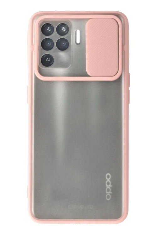 Oppo Reno 5 Lite Kılıf Palm Buzlu Kamera Sürgülü Silikon - Pembe